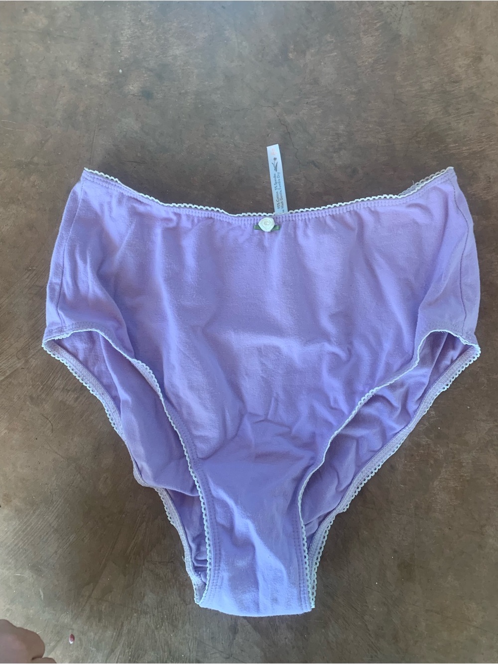 High-Waist Lace-Trim Cotton Panty in Lilac